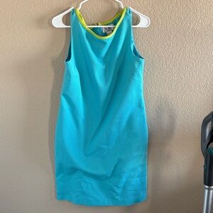 Bob Mackie VTG Turquoise Mini Dress with Lime Highlights